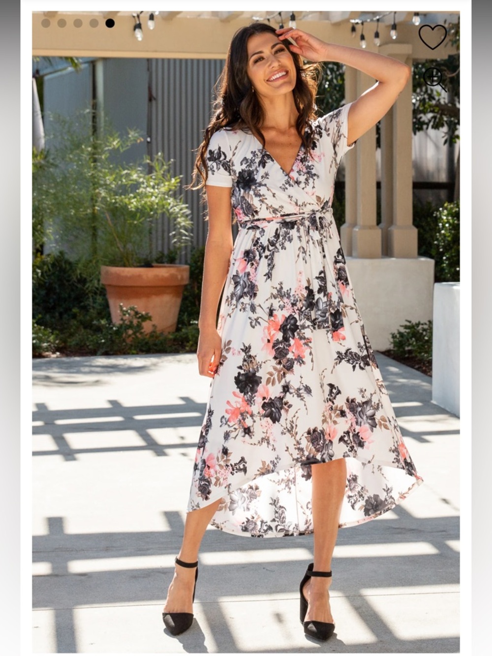 Pinkblush Floral Wrap High-Low Midi Dress